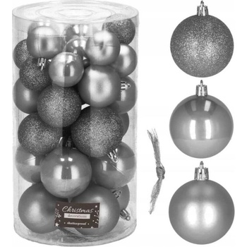 SPRINGOS Vianočné banky sivé mix 4 5 6cm sada 30ks