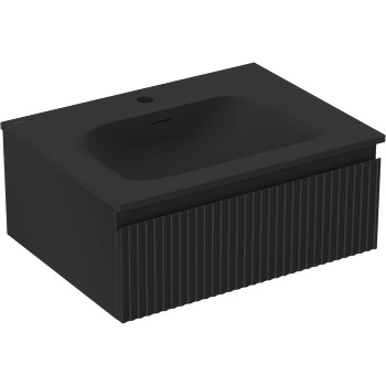 Mexen Rivel шкаф за баня 60 см с мивка Vela, 1 чекмедже, рифлована, черен мат - 91A20-06023-1-BF71-W23M71 (91A20-06023-1-BF71-W23M71)