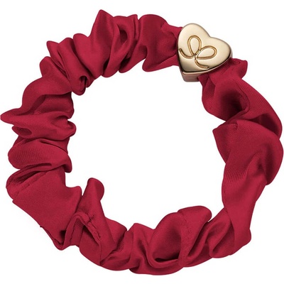 By Eloise Gold Heart Silk Scrunchie –⁠ Burgundy