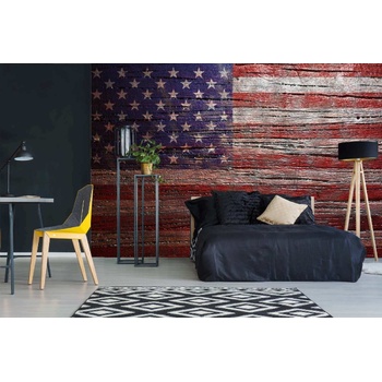 DIMEX ART s. r. o Самозалепваща се флизелинова фототапета знаме на сащ върху дърво 375 x 250 см