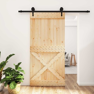 vidaXL Преплъзваща се врата Естествено и черно 100 x 210 cm (3445169)