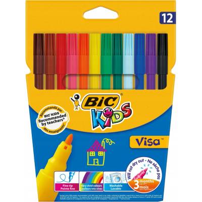 Fixky BIC Visa 12 farieb školské fixky na kreslenie pre deti