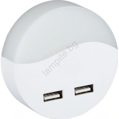 V-TAC LED Нощна лампа за контакт със сензор за здрач 2xUSB LED/0, 45W/230V 3000K (VT2082)