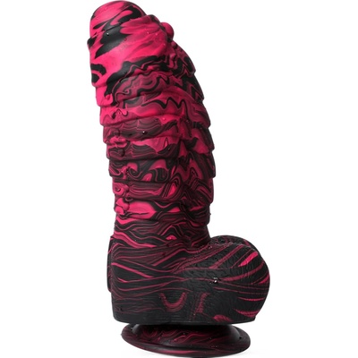 SuperLove Monster Dracarys Liquid Silicone Dildo Thick Red Black – Zboží Mobilmania
