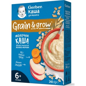 Nestle Овесено-пшенична млечна каша Nestle Gerber - С ябълка и морков, 6м+, 240 g (12566161) - baby