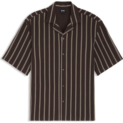 HUGO BOSS Риза с къс ръкав Boss Mens BOSS BLACK Lars Short Sleeve Shirt with Collar Design - Dark Brown 207
