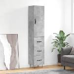 vidaXL Висок шкаф, бетонно сив, 34, 5x34x180 см, инженерно дърво (3198885)