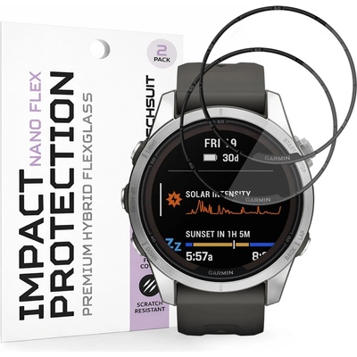 Techsuit Протектор за Garmin Fenix 7S Pro Solar - Nano Flex (2 pack) - Techsuit - Черен
