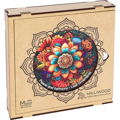 Milliwood Дървен пъзел Milliwood, Peace and Harmony, 206 части - Мандала, Листа (M-LeafOrnaments-5063)