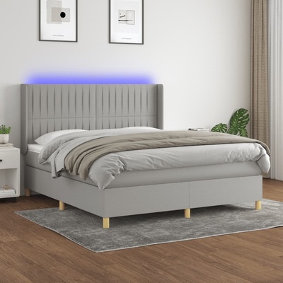 Petrashop 3139053 boxspring postel s matrací a LED světle šedá textil
