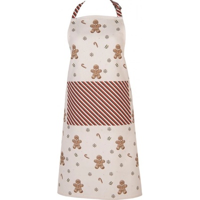Clayre & Eef Béžová bavlněná zástěra s perníčky Gingerbread Magic