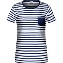 James & Nicholson pruhované tričko z biobavlny 8027 Tmavě modrá biela