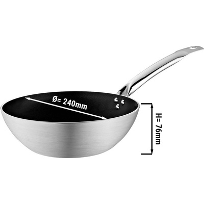 G.Gastro Pánev wok - hliník 240 mm - Výška: 76 mm - nepřilnavý povrch - vhodné pro plyn sklokeramiku elektro - D9778907