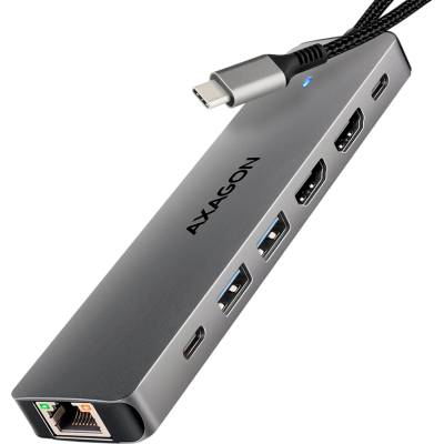 AXAGON HMC-7HX2 USB-C 3.2 Gen 1 hub 2x USB-A + 1x USB-C 2x HDMI 4K 60Hz GLAN PD 100W 15cm USB-C cable (HMC-7HX2)