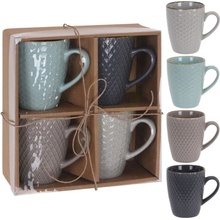 EH Excellent Houseware Sada keramických šálků v pastelových barvách 4 šálky s kapacitou dárková kolekce 300 ml