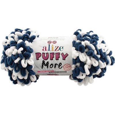 Alize příze Puffy More 6557 tmavě modrá a bílá