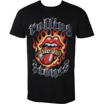 Rock Off metal Rolling Stones Flaming Tattoo čierne