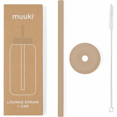 Muuki Milk Coffee Silikónová slamka s čistiacou kefkou s viečkom