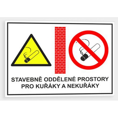 Samolepka Stavebně oddělené prostory pro kuřáky a nekuřáky 240 x 160 mm Varianta: Samolepící fólie