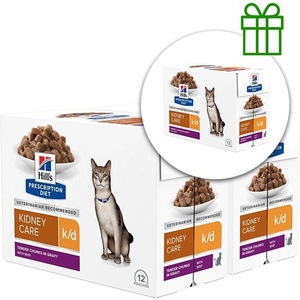 Hill's Prescription Diet k/d грижа за бъбреците пауч за котки с говеждо 12 x 85 g, 2+1 безплатно