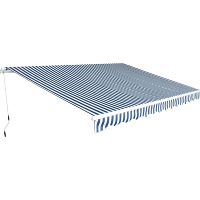 Greatstore Skládací markýza na ruční ovládání 450 cm modrobílá