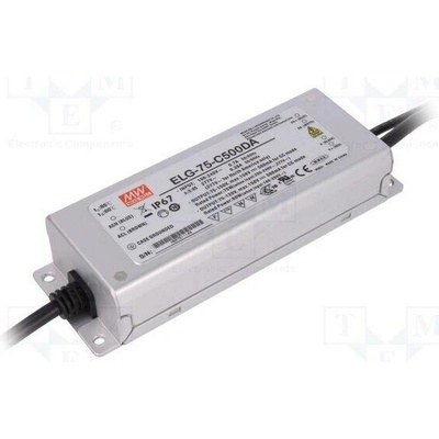 MEAN WELL ELG-75-C500DA Napájecí zdroj: spínaný; LED; DALI; 75W; 75÷150VDC; 500mA; IP67