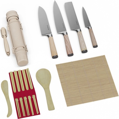 Klarstein Комплект ножове за суши Shibui, 15 части, 4 ножа с практични аксесоари (KG10-ShibuiKnifeSe) (KG10-ShibuiKnifeSe)