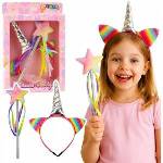 LEAN Toys Unicorn Horn Hairband Set Ears Wand