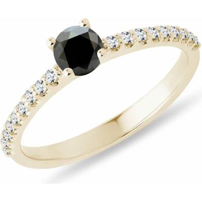 Klenota Prstienok zo žltého 14 kt zlata s čiernym diamantom k0285113