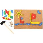 Bigjigs Toys - Дървена игра мозайка с чукче и пинчета