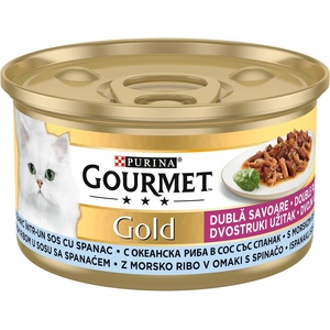 Purina GOURMET Gold Двойно удоволствие- Мека храна с риба и спанак - 85 гр