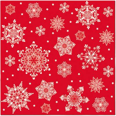 PAW Obrúsky AIRLAID Snowflakes red 40x40 cm 12 ks