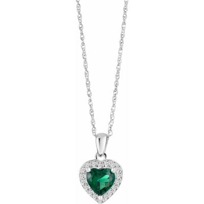 Bohemia Crystal Stříbrný přívěsek s řetízkem Velvet Heart, srdce s kubickou zirkonií, emer