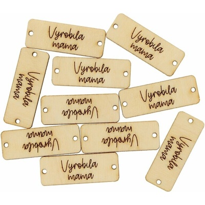 Natana drevený štítok 10 kusov 3x1cm Vyrobila mama