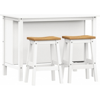 Idea Kuchyňský ostrůvek + 2 barové stoličky CORONA 2 bílý vosk/vosk