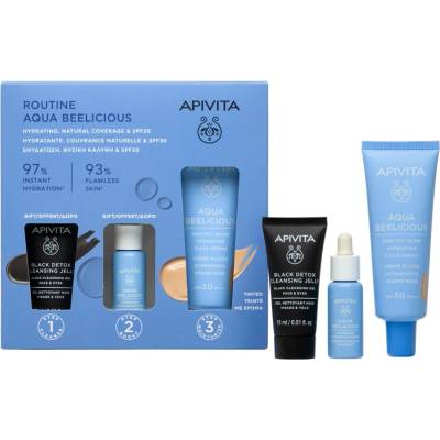 APIVITA Aqua Beelicious Комплект - Тониран флуид, Детокс гел и Освежаващ бустер , 40 + 15 + 10 ml