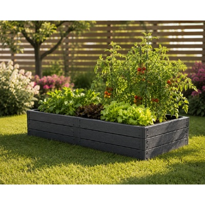 Prosperplast Vyvýšený záhon plastový WOODY 1492x756x250mm antracitový