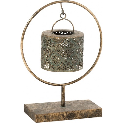 Měděný kovový svícen antik na podstavci Tanty - 25*12*34cm - J-Line by Jolipa