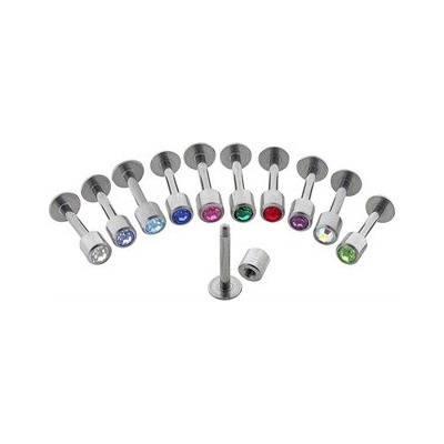 Šperky4U labreta váleček s kamínkem LB01030-R