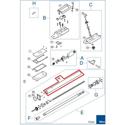 PD1031A3001 Lakovaný extrudovaný profil motora TITAN TTN3724HS, TTN6024HS