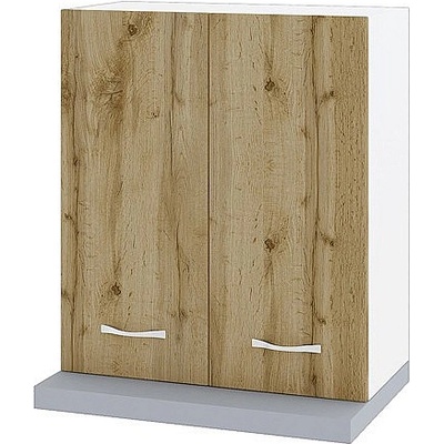 ИРИМ Горен шкаф с две врати за вграден аспиратор Сити БДД-13 бяло гладко / дъб дакота 60 см