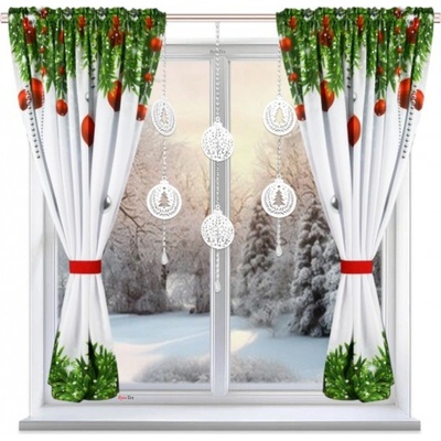 BytoTex Sada závěsů s vánočním motivem L 699, 2ks x 145 x 160 cm