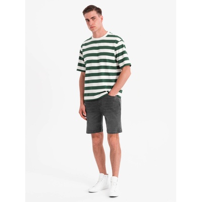 Ombre Clothing Мъжки шорти с еластична талия и изтрит ефект - сиво Ombre Clothing | Siv | МЪЖЕ | S