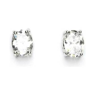 Čištín Zlaté náušnice, bílé i žluté zlato, náušnice se zirkony, čirý zirkon 8x6 mm - NŠ 1245