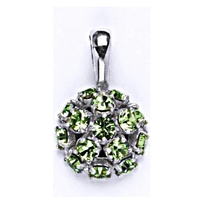 Čištín Stříbrný přívěšek se Swarovski krystaly peridot ,půlkoule,P 1337