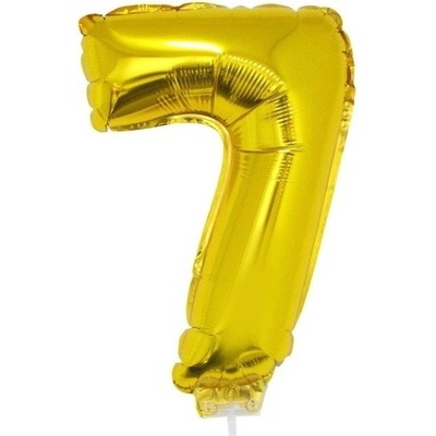 Foliový balónek číslo 7 zlatý 41 cm + tyčka