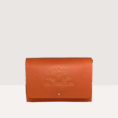 La Martina FLAMINIA MEDIUM kožená kabelka ORANGE