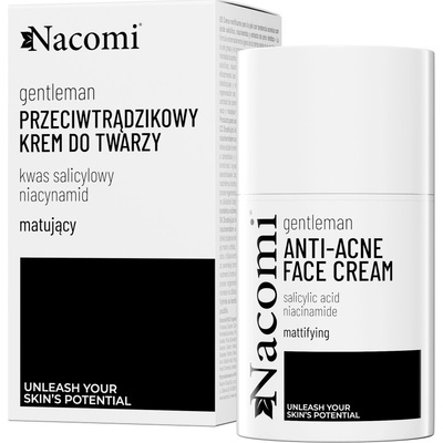 Nacomi Gentleman hydratačný zmatňujúci krém pre pleť s akné pre mužov 50 ml