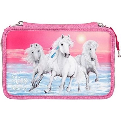 Miss Melody 3-patra plný Ružový 3 biele kone