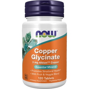 NOW Copper Glycinate 3 mg | Albion Copper Bisglycinate [120 Таблетки]